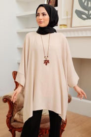 Neva Style - Tunique Hijab Beige 40760BEJ - Thumbnail