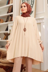 Neva Style - Tunique Hijab Beige 4103BEJ - Thumbnail