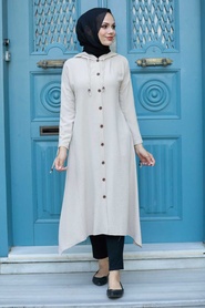 Neva Style - Tunique Hijab Beige 510BEJ - Thumbnail