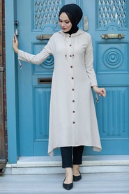 Neva Style - Tunique Hijab Beige 510BEJ - Thumbnail