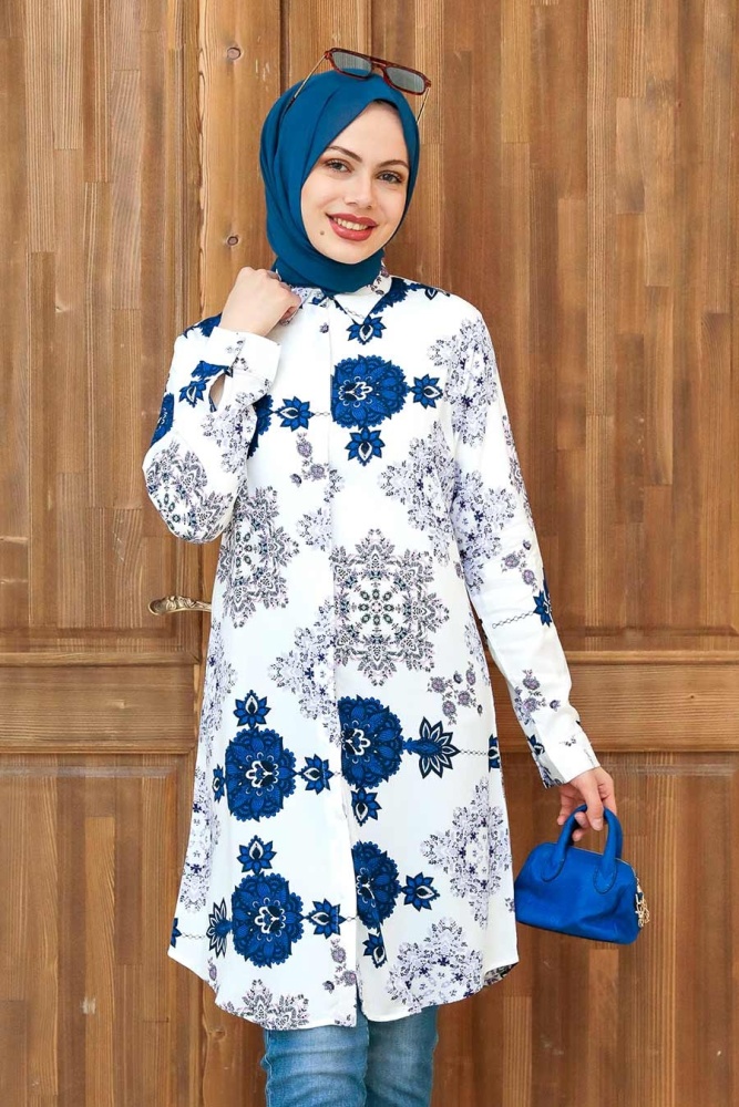 Neva Style - Tunique Hijab Blanc 11570B - 1