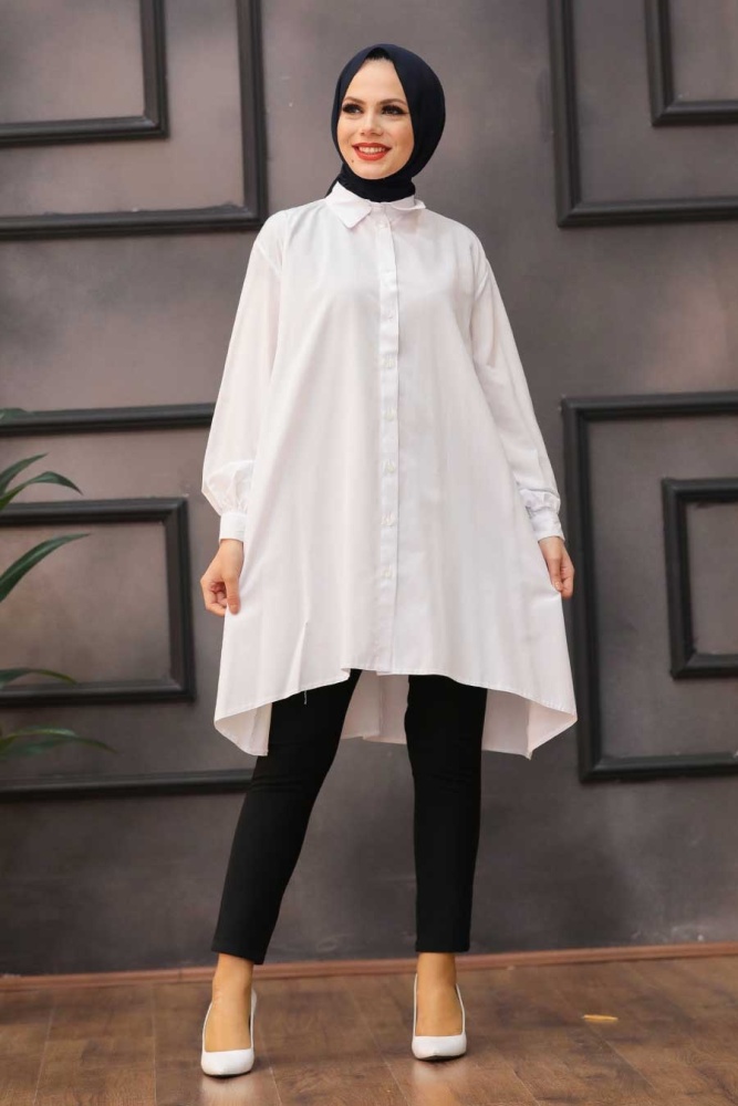 Neva Style - Tunique Hijab Blanche 30011B - 1