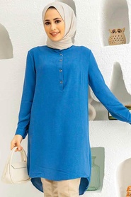 Neva Style - Tunique Hijab Bleu Indigo 1150IM - Thumbnail