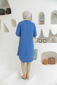 Neva Style - Tunique Hijab Bleu Indigo 1150IM - Thumbnail
