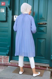 Neva Style - Tunique Hijab Bleu Indigo 14340IM - Thumbnail
