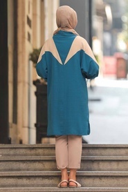 Neva Style - Tunique Hijab Bleu Indigo 2368IM - Thumbnail