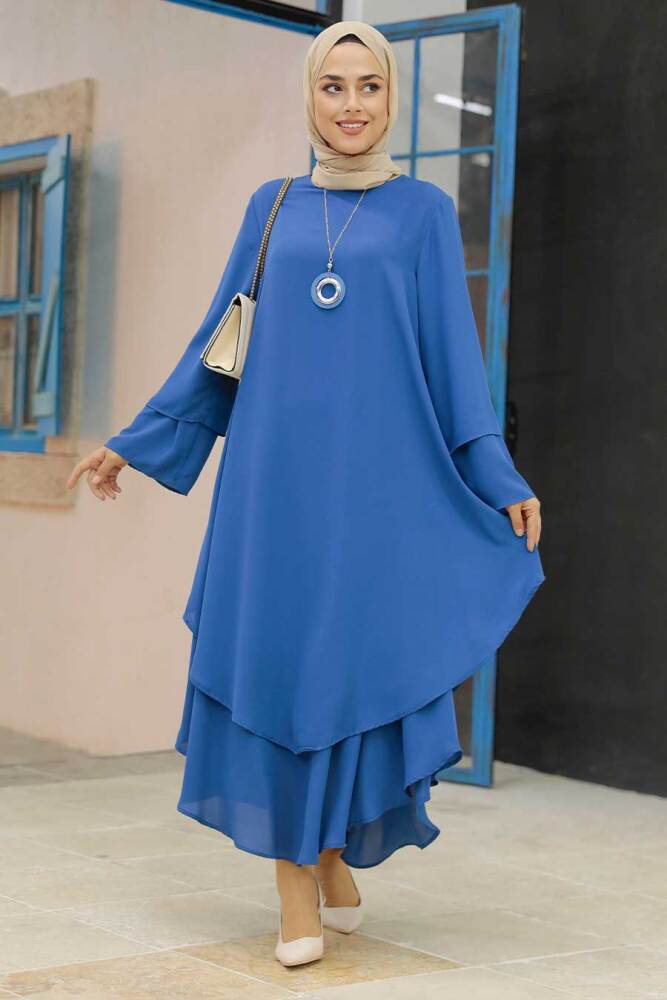 Neva Style - Tunique Hijab Bleu İndigo 33170IM - 1