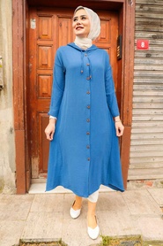 Neva Style - Tunique Hijab Bleu Indigo 510IM - Thumbnail