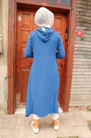 Neva Style - Tunique Hijab Bleu Indigo 510IM - Thumbnail