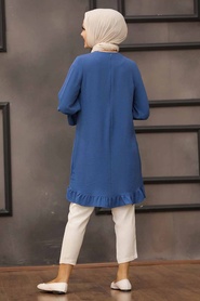 Neva Style - Tunique Hijab Bleu Indigo 528IM - Thumbnail