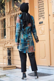 Neva Style - Tunique Hijab Bleu İndigo 5588IM - Thumbnail