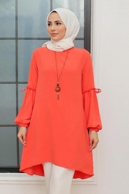 Neva Style - Tunique Hijab Corail 40661MR - Thumbnail