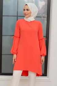 Neva Style - Tunique Hijab Corail 40661MR - Thumbnail