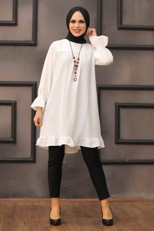 Neva Style - Tunique Hijab Écru 528E - 1