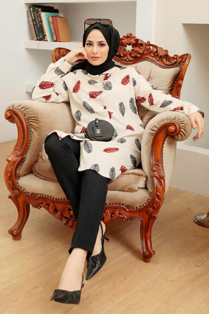 Neva Style - Tunique Hijab Ecru 11558E - 2