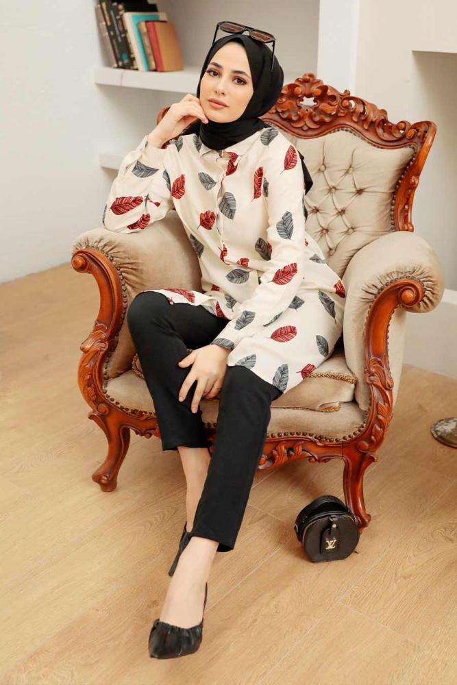  Neva Style - Tunique Hijab Ecru 11558E - 3