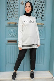 Neva Style - Tunique Hijab Ecru 13080E - Thumbnail