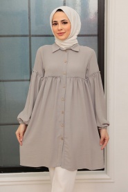 Neva Style - Tunique Hijab Gris 10712GR - Thumbnail
