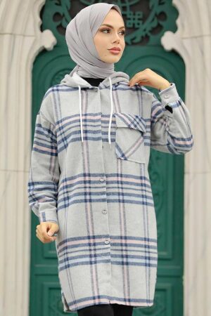 Neva Style - Tunique Hijab Gris 30062GR - 2