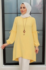Neva Style - Tunique Hijab Jaune 40661SR - Thumbnail