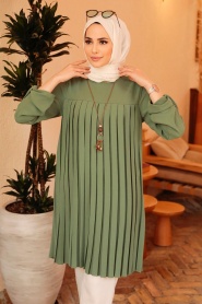 Neva Style - Tunique Hijab Kaki 40502HK - Thumbnail