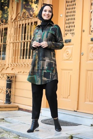 Neva Style - Tunique Hijab Kaki 5588HK - Thumbnail