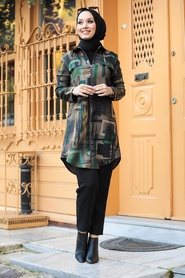 Neva Style - Tunique Hijab Kaki 5588HK - Thumbnail