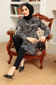 Neva Style - Tunique Hijab Noir 11524S - Thumbnail