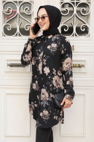 Neva Style - Tunique Hijab Noir 11550S - Thumbnail