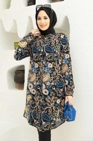 Neva Style - Tunique Hijab Noir 11557S - Thumbnail