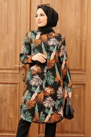 Neva Style - Tunique Hijab Noir 11560S - Thumbnail