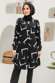 Neva Style - Tunique Hijab Noir 11582S - Thumbnail