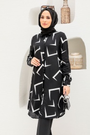 Neva Style - Tunique Hijab Noir 11582S - Thumbnail