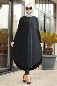 Neva Style - Tunique Hijab Noir 49430S - Thumbnail