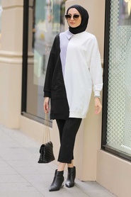 Neva Style - Tunique Hijab Noire 30790S - Thumbnail