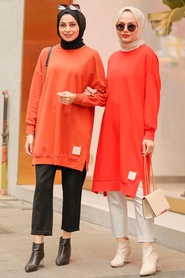 Neva Style - Tunique Hijab Orange 30645T - Thumbnail