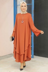 Neva Style - Tunique Hijab Orange 33170T - Thumbnail