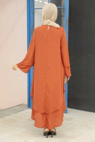 Neva Style - Tunique Hijab Orange 33170T - Thumbnail