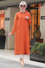 Neva Style - Tunique Hijab Orange 477T - Thumbnail