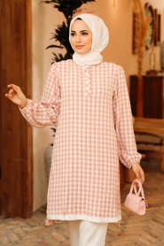 Neva Style - Tunique Hijab Poudre 2431PD - Thumbnail