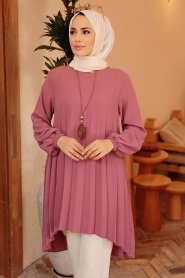 Neva Style - Tunique Hijab Rose Séchée 4103GK - Thumbnail