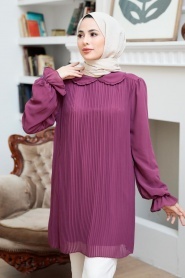 Neva Style - Tunique Hijab Rose Séchée Foncé 20621KGK - Thumbnail