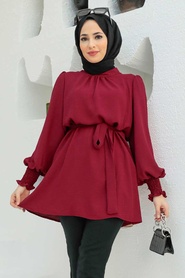 Neva Style - Tunique Hijab Rouge Bordeaux 3795BR - Thumbnail