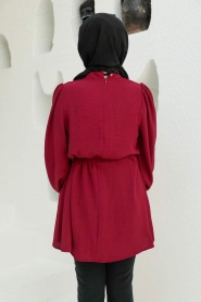 Neva Style - Tunique Hijab Rouge Bordeaux 3795BR - Thumbnail
