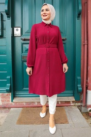 Neva Style - Tunique Hijab Rouge Bordeaux 5641BR - Thumbnail