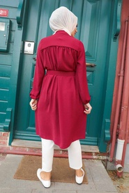 Neva Style - Tunique Hijab Rouge Bordeaux 5641BR - Thumbnail
