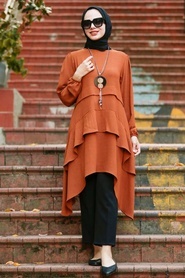 Neva Style - Tunique Hijab Tan 2420TB - Thumbnail
