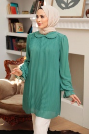 Neva Style - Tunique Hijab Vert 20621CY - Thumbnail