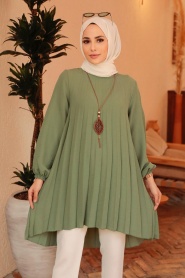 Neva Style - Tunique Hijab Vert 4103CY - Thumbnail