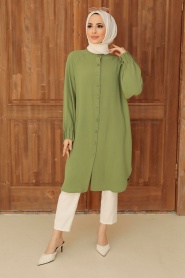 Neva Style - Tunique Hijab Vert 6312CY - Thumbnail